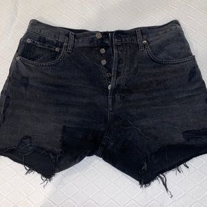 Agolde “ Ripley” black denim shorts